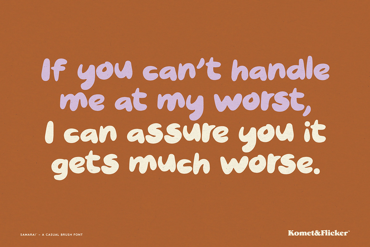 Samara! - A Casual Brush Font, a Script Font by Komet & Flicker (Photo 12 of 15)