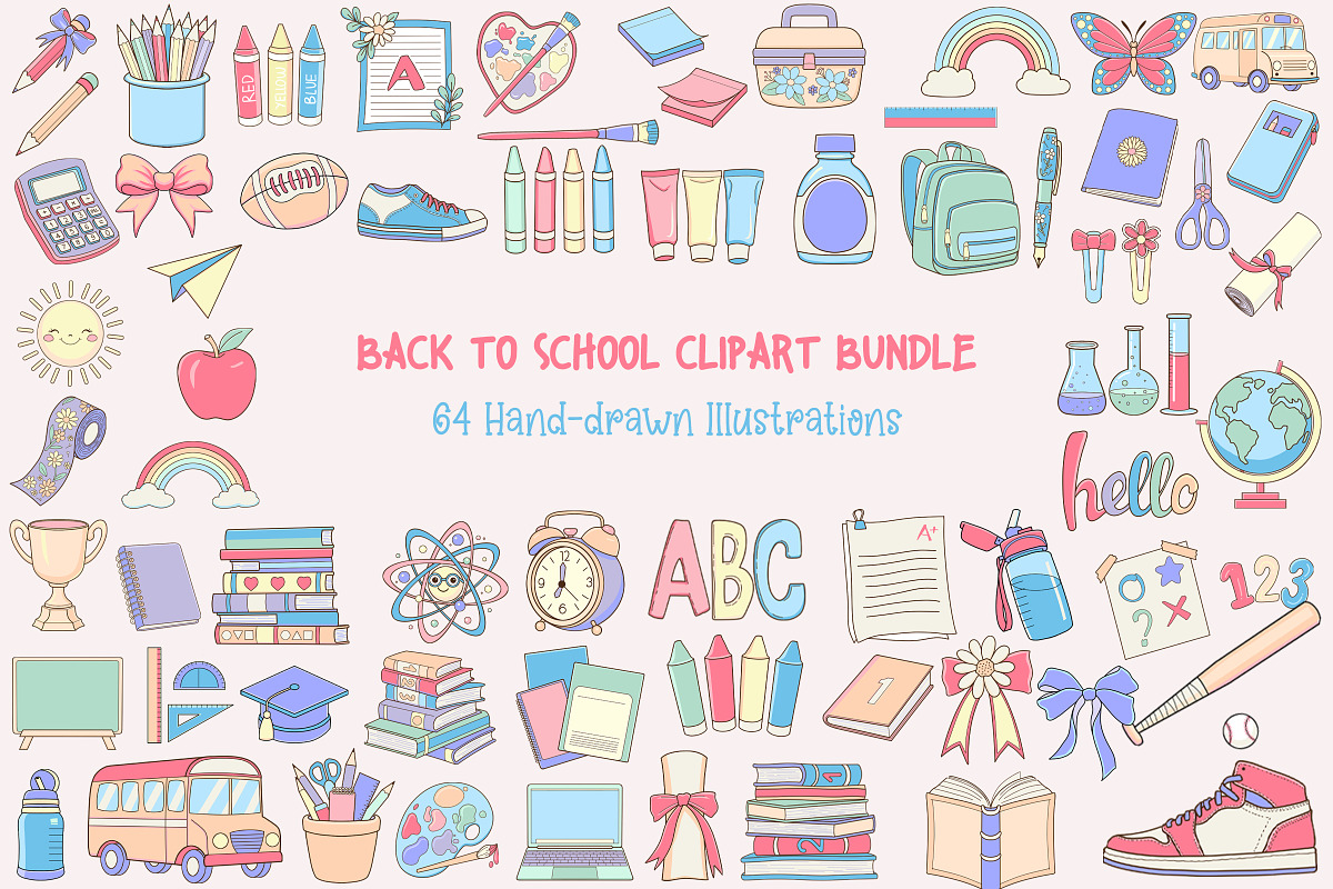 Back To School Clipart Bundle, an Education Illustration by Pet Cave (Photo 1 of 3)