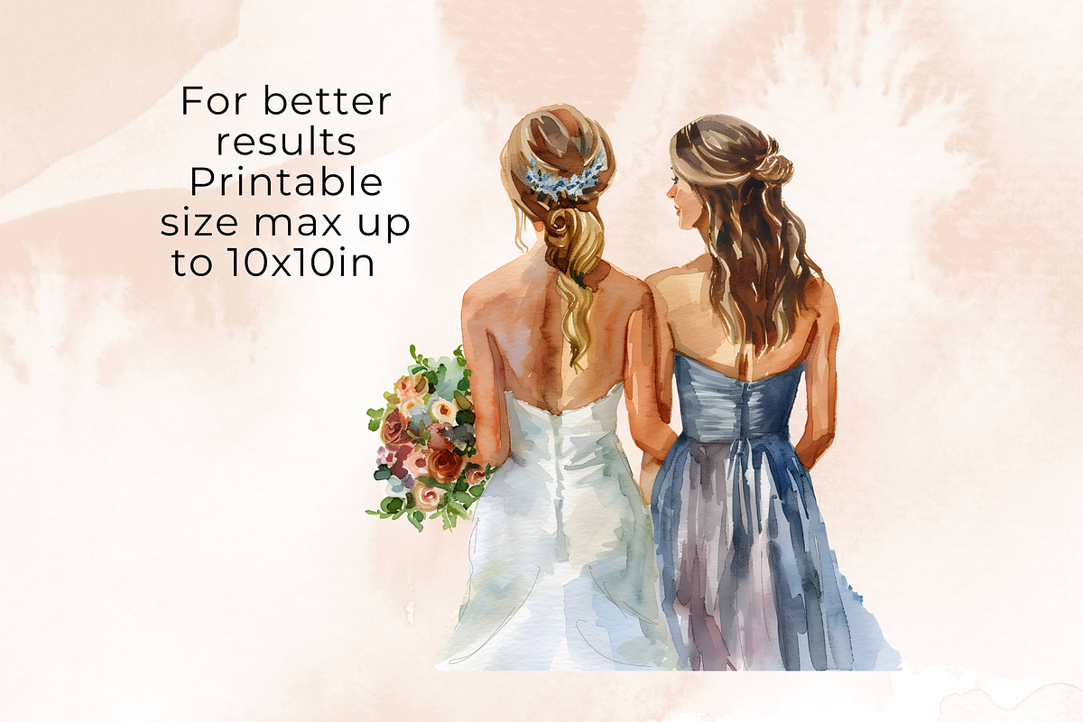 Bride and Bridesmaid Clipart, a Person Illustration by Anca Digital Vibe (Photo 4 of 7)