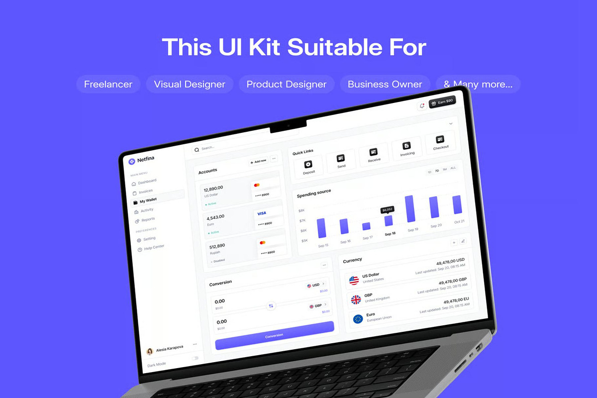 Netfina Financial Management, an UI Kit Template by Creative Perspective (Photo 3 of 7)