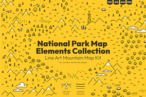 National Park Map Elements, a Decorative Illustration by Ilia Design