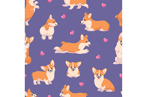 Cute corgi dog seamless pattern, an Animal Illustration by YummyBuum