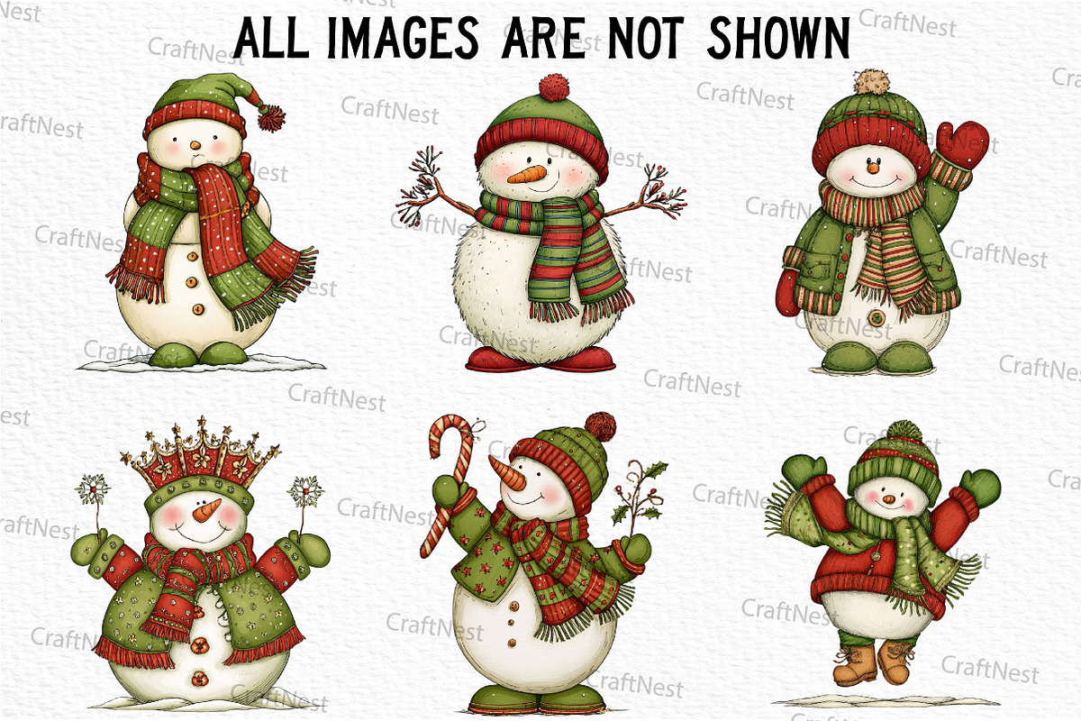Whimsical Snowman Clipart Bundle, an Illustration by Craft Nest (Photo 5 of 6)