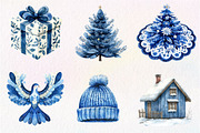 Scandinavian Blue Christmas Clipart, an Illustration by Dream Creation (Thumbnail 3 of 7)