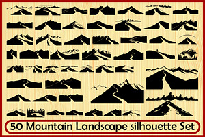 Mountain Landscape Silhouette Set, an Object Illustration by Designer_Momina