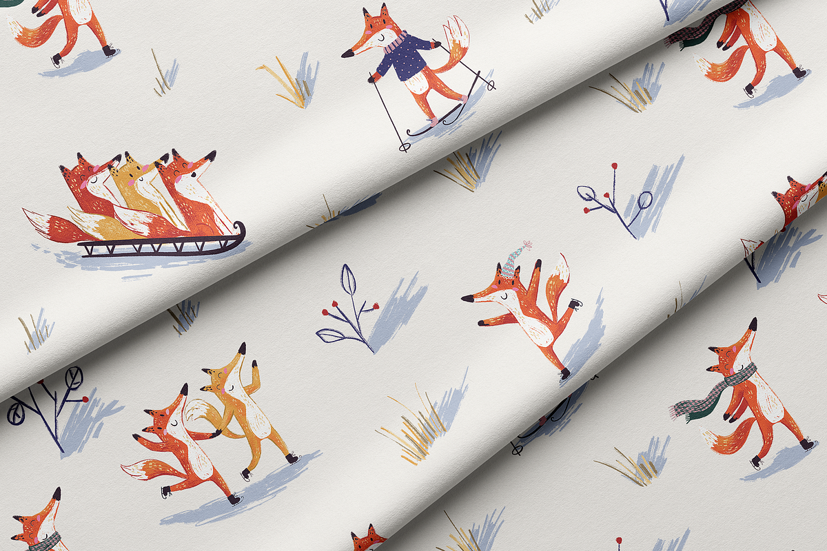 Woodland Winter Foxes Pattern, a Pattern Graphic by Lady Bruniere Design (Photo 4 of 7)
