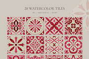 Rose Tiles Watercolor Collection, a Decorative Illustration by Liliia Polos Illustration (Thumbnail 3 of 8)