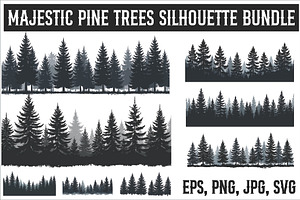 Majestic Pine Trees Silhouette, an Illustration by Amazin_art