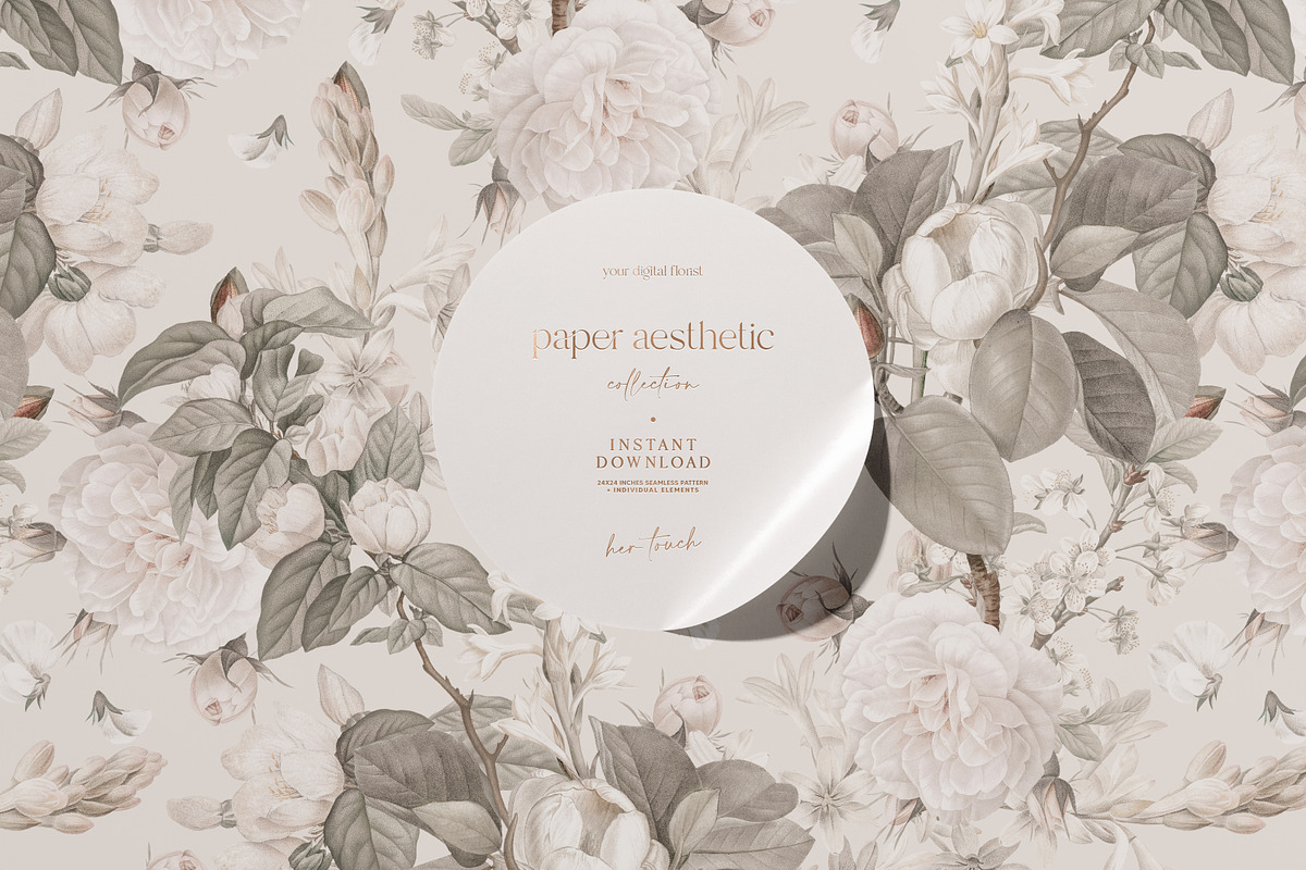Beige Neutral Luxury Floral Pattern, a Pattern Graphic by paper aesthetic (Photo 1 of 9)