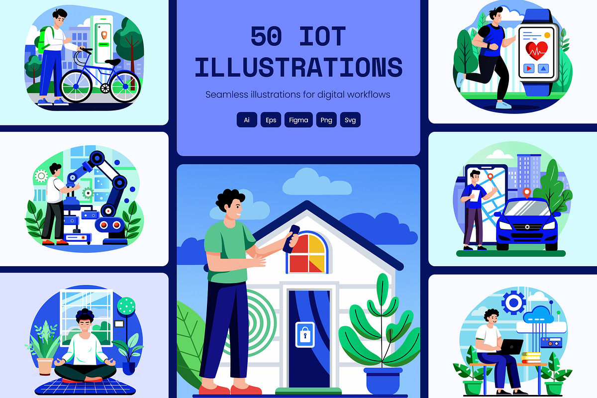IOT Illustration Set, a Technology Illustration by Prosymbols (Photo 1 of 9)