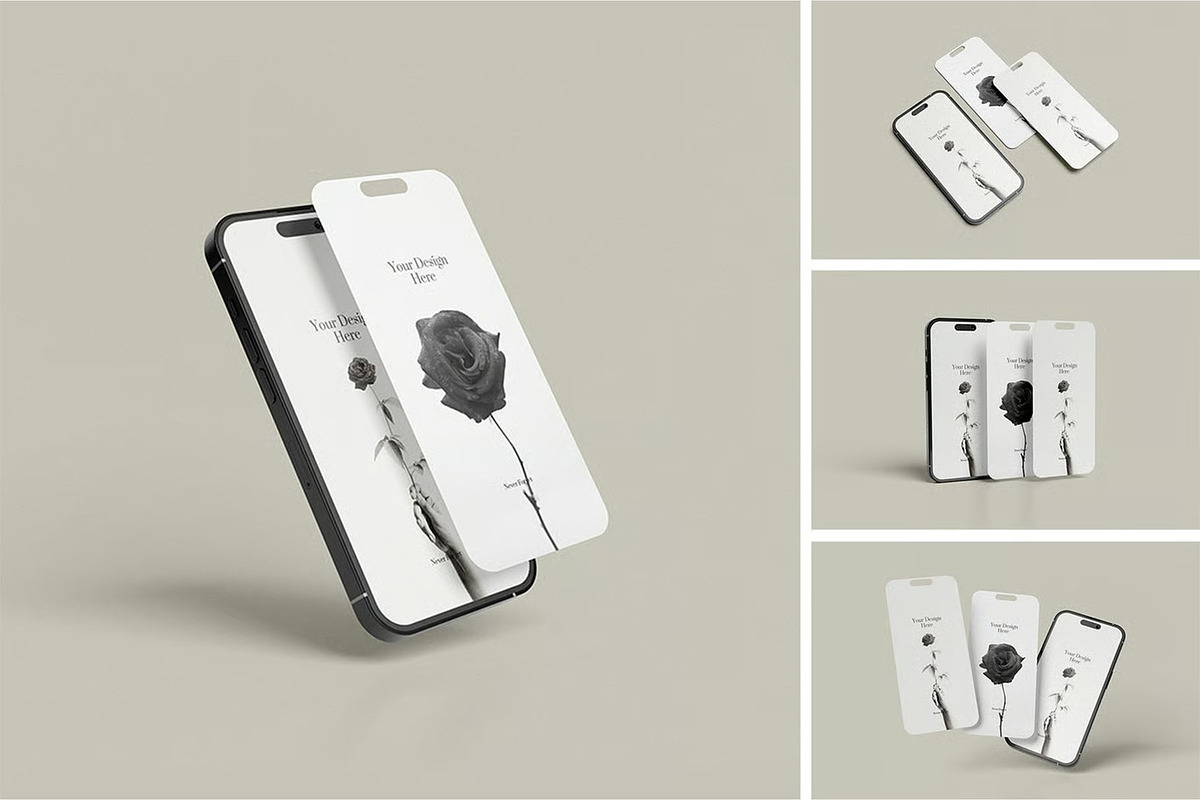 iPhone 14 Pro Screen Mockup, an iPhone Mockup by zpackcreative (Photo 1 of 5)