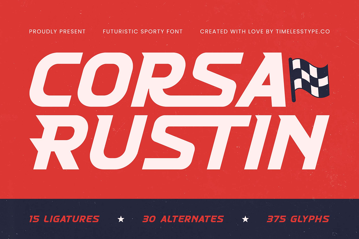 Corsa Rustin Futuristic Sport Font, a Sans Serif Font by timelesstype.co (Photo 1 of 20)