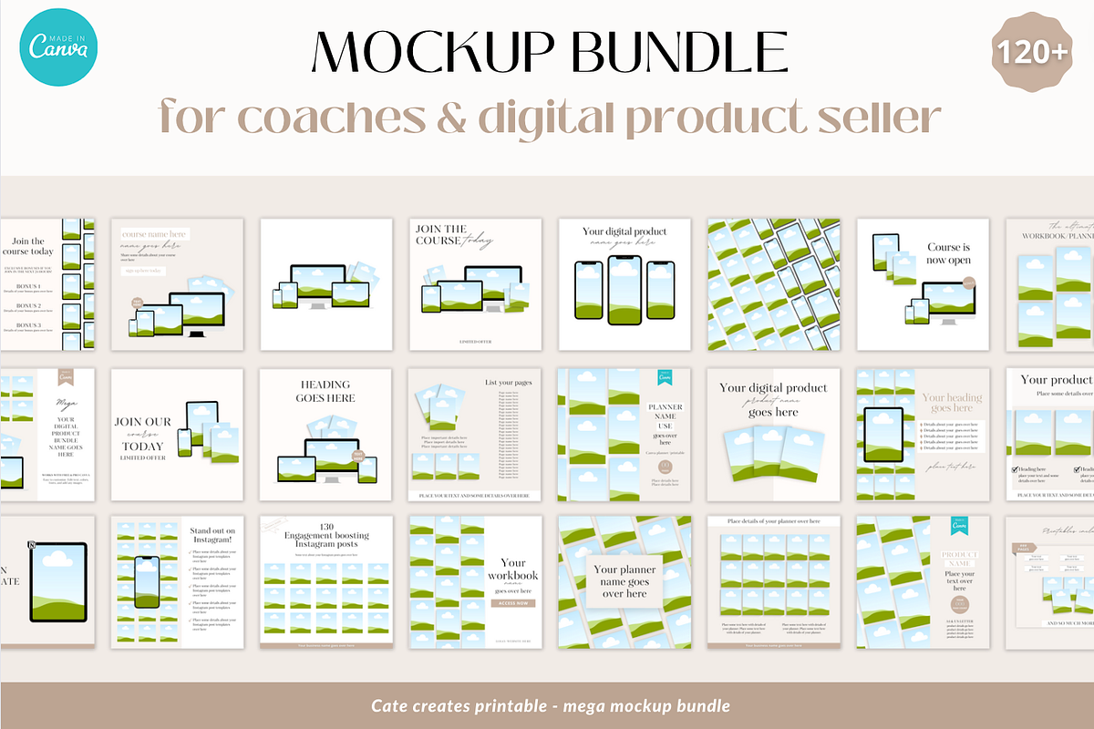 Digital product mockup bundle Canva, a Templates & Theme by Cate Creates (Photo 2 of 7)