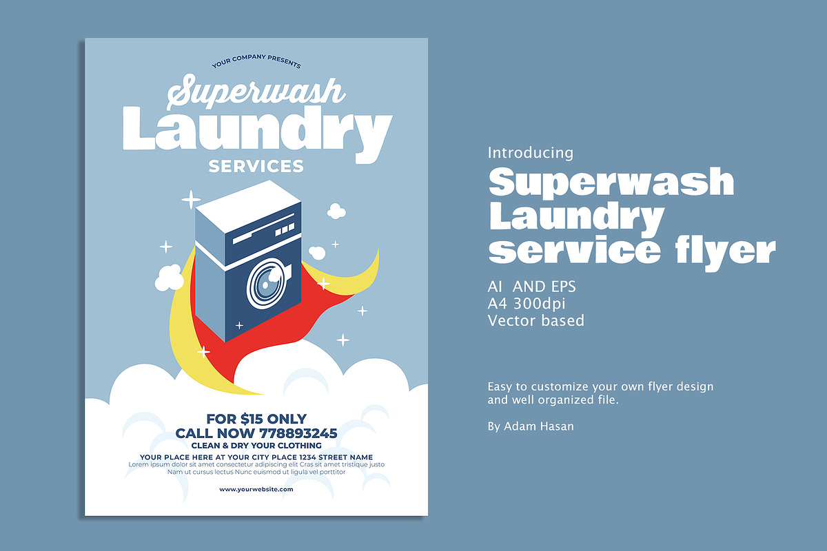 Superwash Laundry Service flyer, a Flyer Template by AdamHasan (Photo 1 of 3)