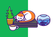 Cat Sleeping On Laptop Cartoon, an Animal Illustration by Artstorystudio (Thumbnail 2 of 3)