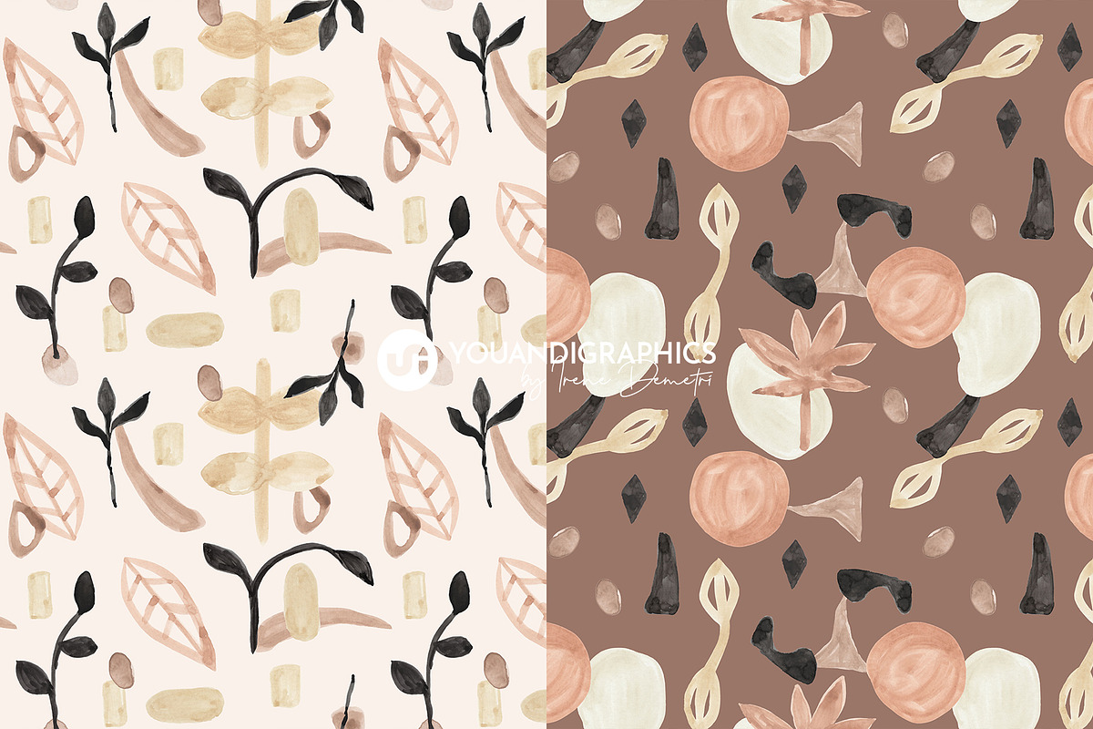 Earth Abstract Watercolor Patterns, a Pattern Graphic by Youandigraphics