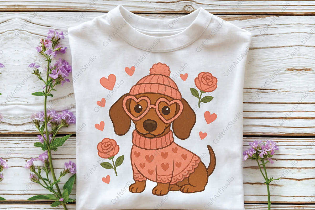 Valentine Dachshund Dog Mom PNG, an Illustration by CraftArtStudio (Photo 2 of 4)