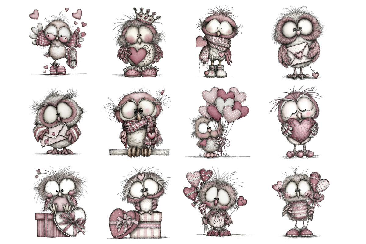 Valentine Owl Clipart, an Illustration by Design Market (Photo 3 of 3)