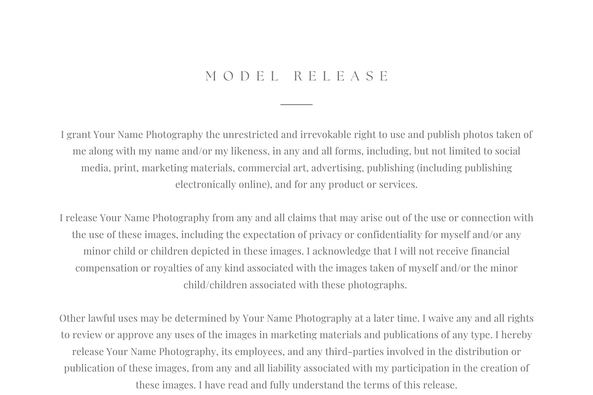 Canva Model Release Template, a Stationery Template by roselindoco (Photo 2 of 2)