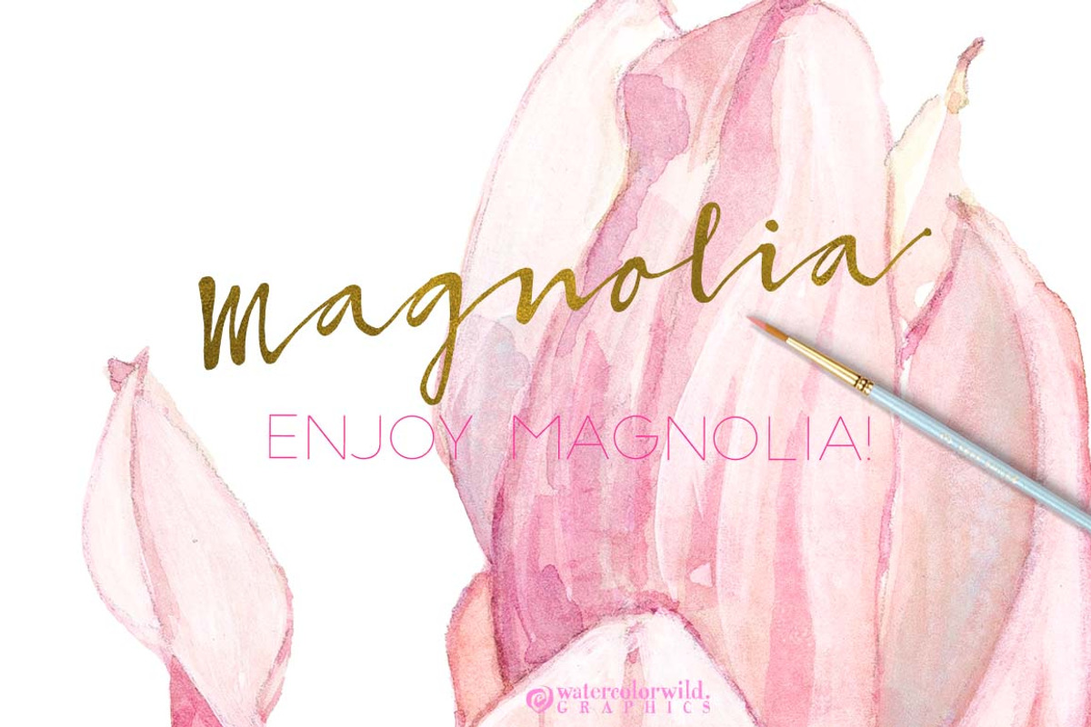 Magnolia-Clipart Set Watercolor, an Illustration by watercolorwild.graphics (Photo 9 of 9)