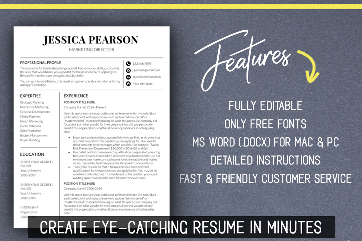 Clean Resume Template /Word /Mac PC, a Resume Template by LevelUpResume (Photo 2 of 5)