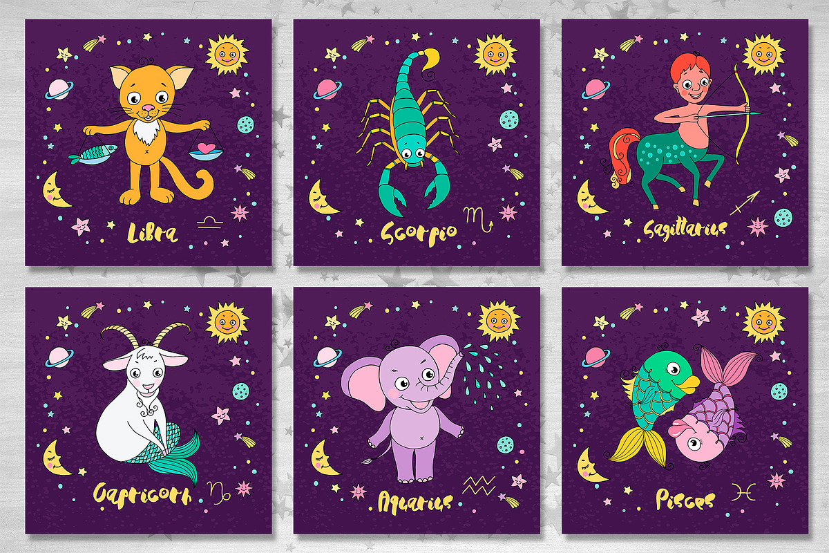 Cute Zodiac signs, an Object Graphic by Maya Ivart (Photo 4 of 10)
