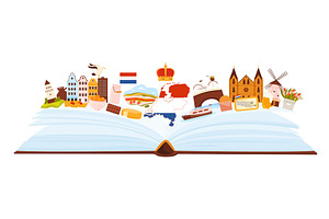 Netherlands culture and landmarks, a Texture Illustration by Flashvector