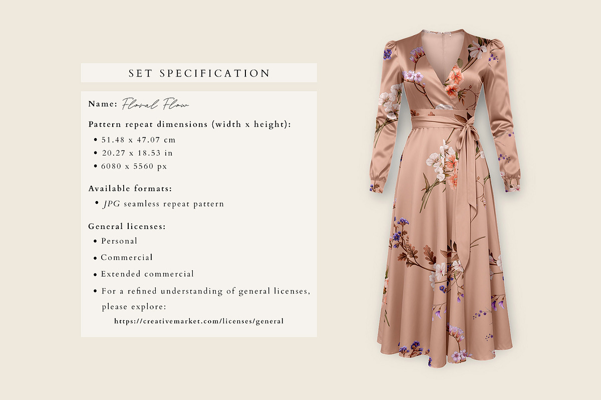Floral Flow, Romantic Repeat Pattern, a Pattern Graphic by Marchel Studio (Photo 3 of 4)