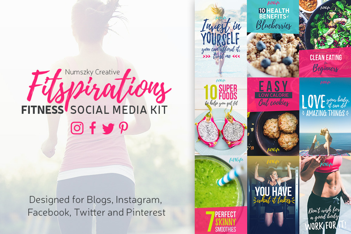 Fitspirations Social Media Bundle, a Social Media Template by Numszky Creative (Photo 2 of 12)