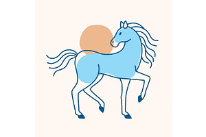 Chinese Horse line icon, an Animal Illustration by kotoffei