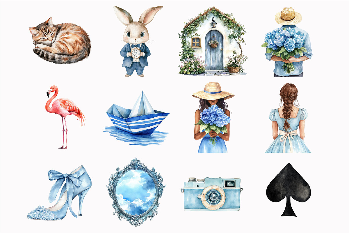 Watercolor Modern Alice Clipart, an Illustration by Design Market (Photo 2 of 5)