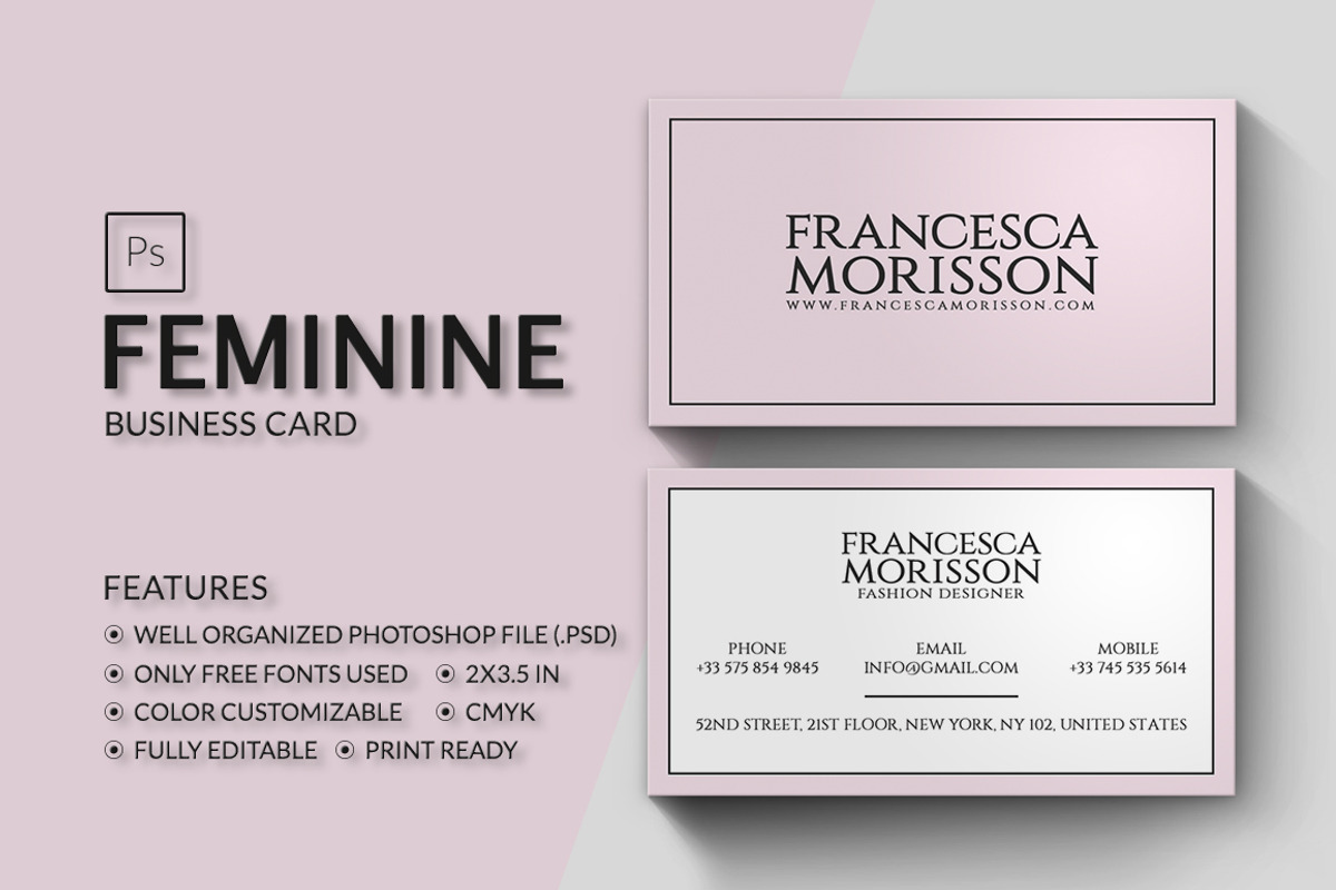 Feminine Business Card, a Business Card Template by Marvel (Photo 1 of 5)