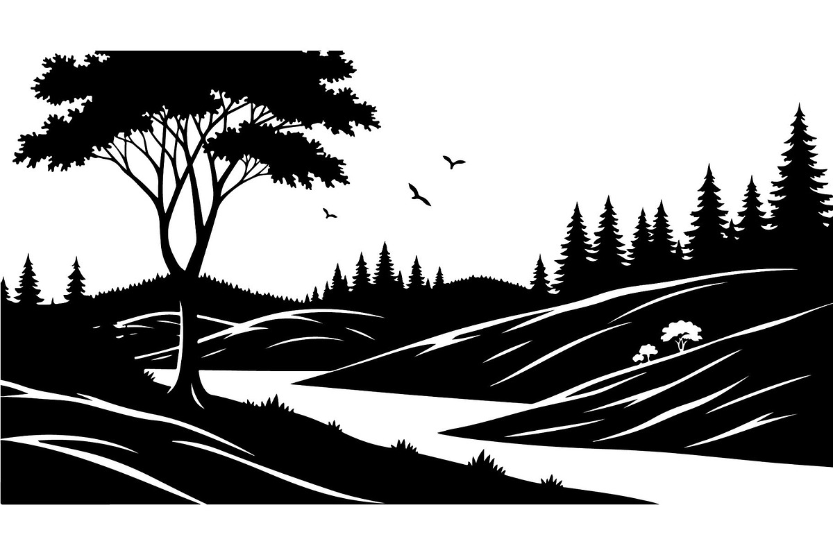 Abstract Landscape Silhouette, an Object Graphic by Designer_Momina (Photo 7 of 20)
