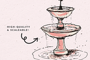 Hand Drawn Fountain Illustrations, an Object Illustration by The October Creative (Thumbnail 3 of 4)