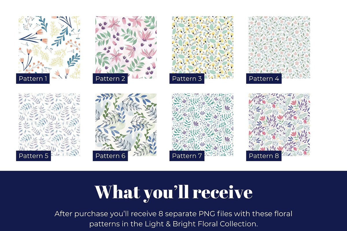 Light & Bright Floral Pattern Tiles, a Pattern Graphic by Fern & Quill (Photo 2 of 7)