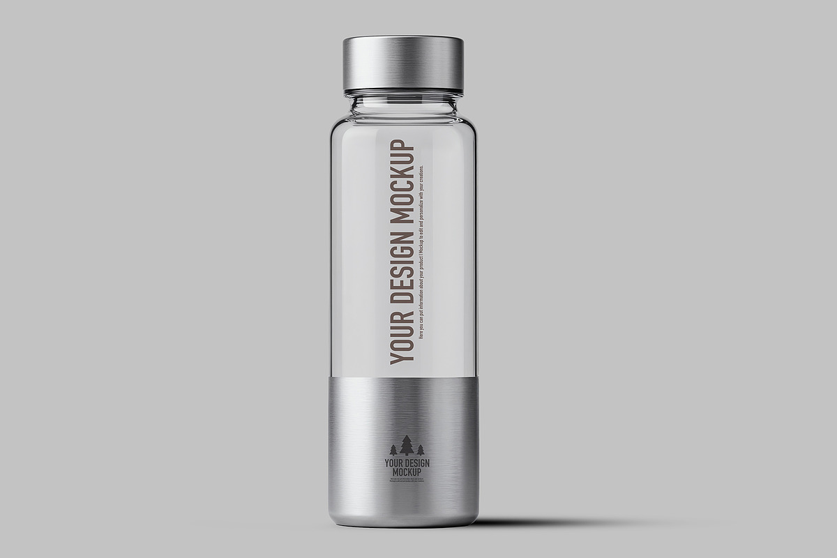 Elegant glass water bottle mockup, a Merchandise Mockup by OSORIOartist