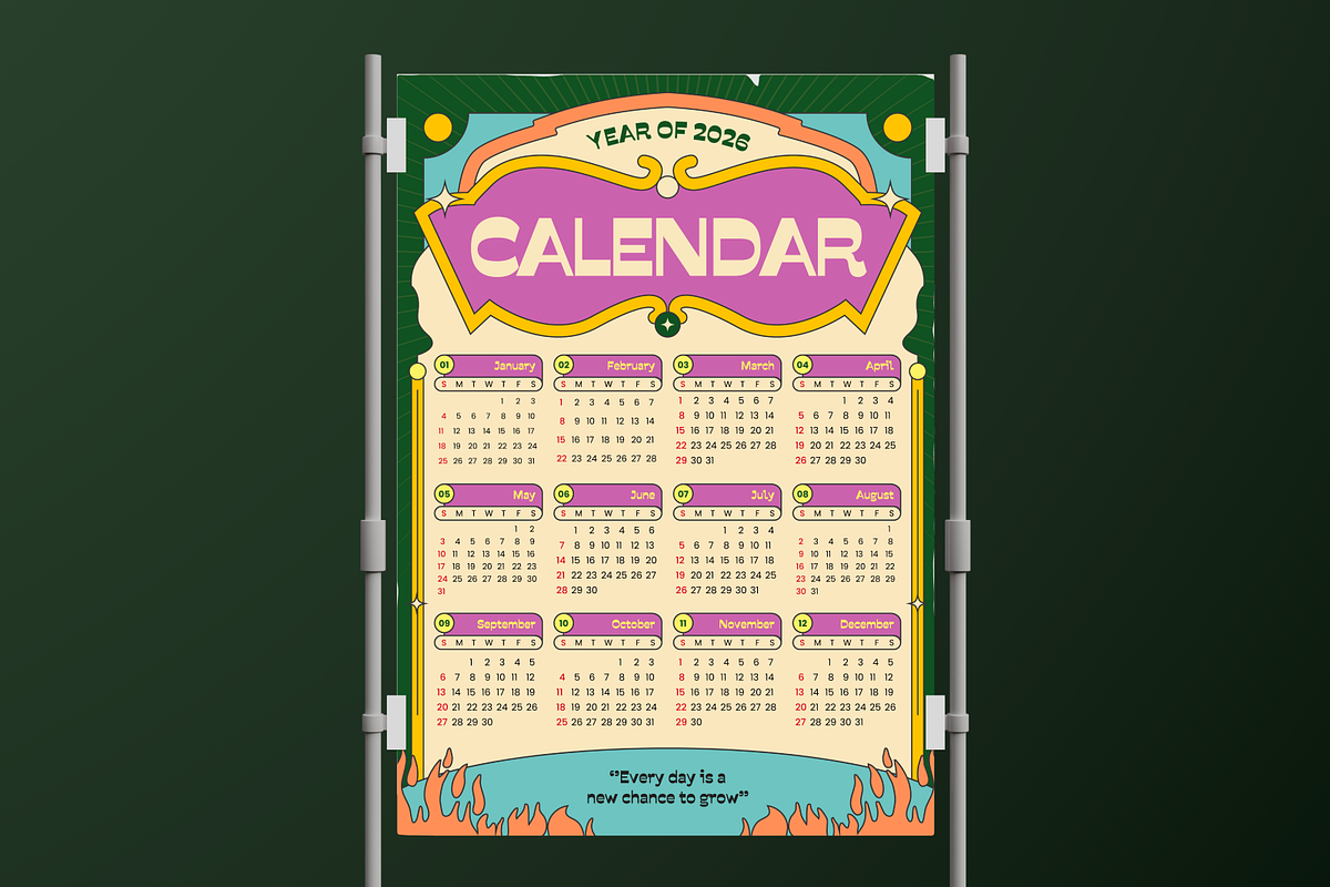 Vintage Pop Art Wall Calendar 2026, a Print Template by Annora Studio (Photo 4 of 6)