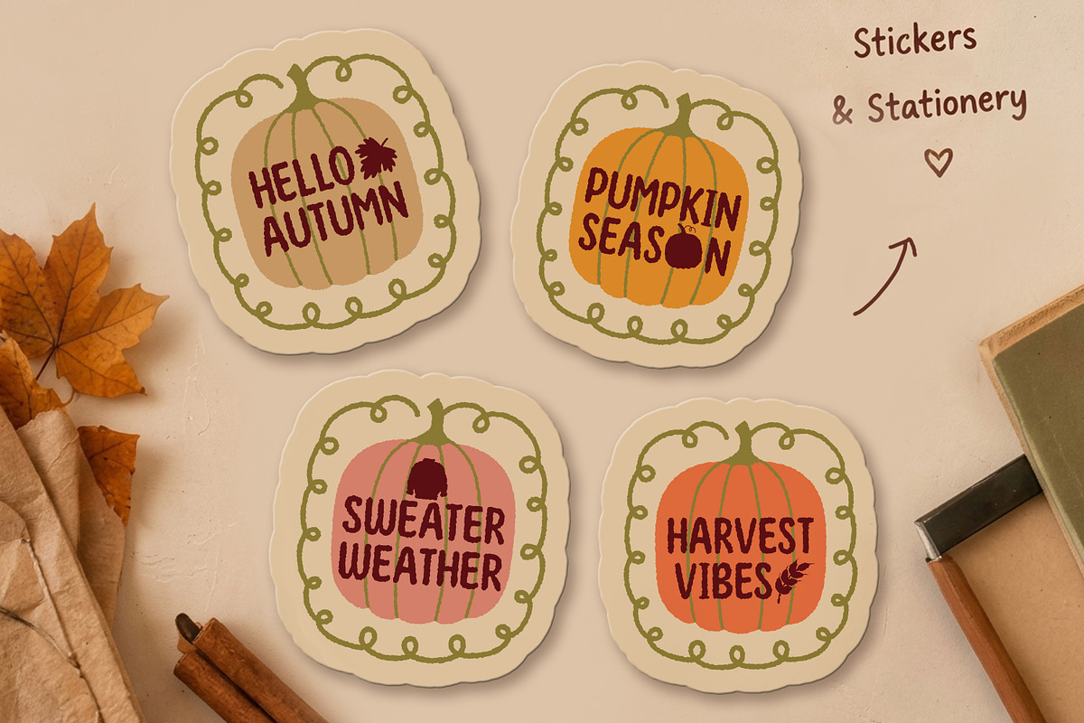 Autumn & Fall Pumpkins SVG Bundle, a Seasonal Illustration by ashek (Photo 7 of 10)