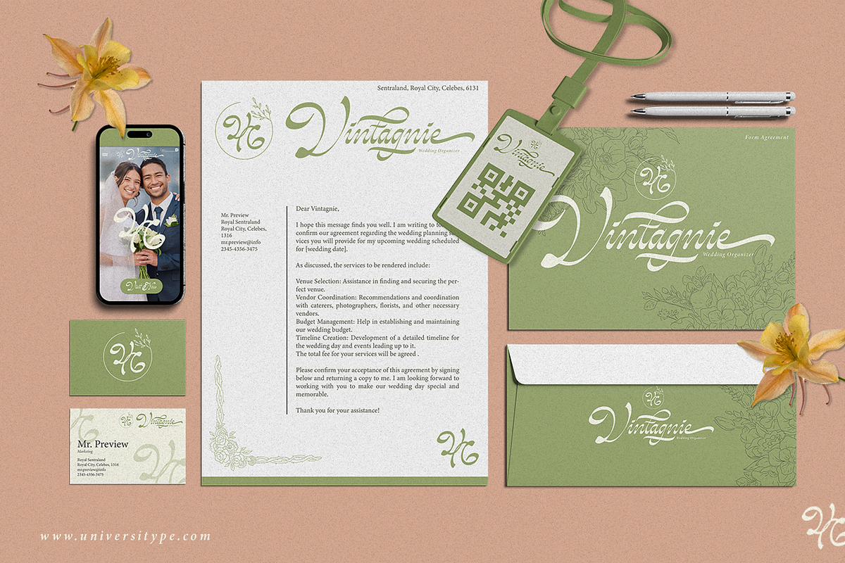 UT Vintagnie - A Wedding Script Font, a Script Font by Universitype (Photo 10 of 12)