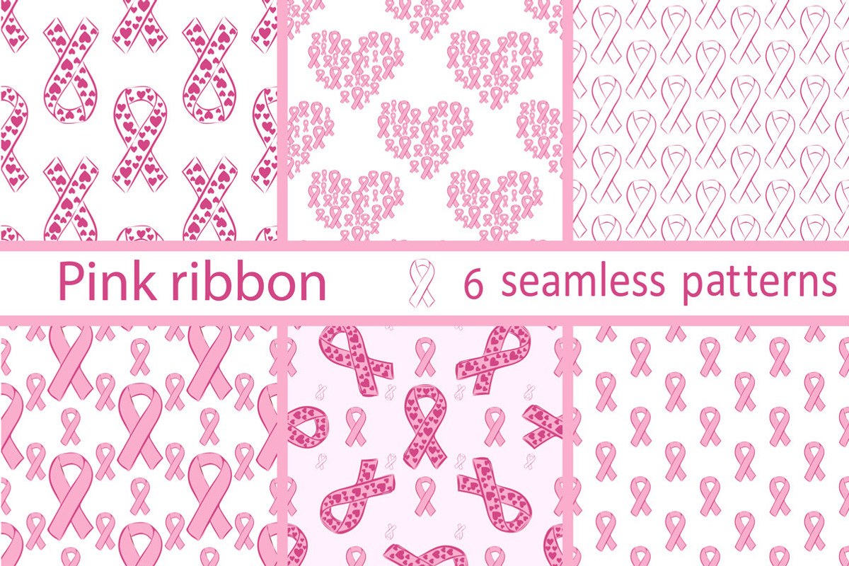 Set seamless pattern pink ribbon, a Texture Graphic by kozyrevaelena