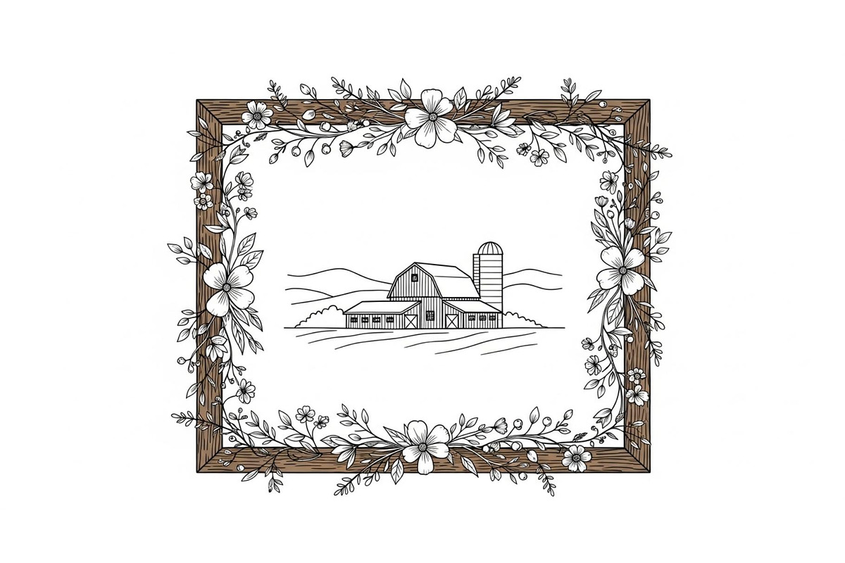 Rustic Floral Frame SVG Bundle, an Illustration by jahid234 (Photo 22 of 31)