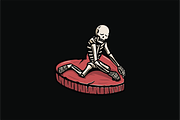 Skeleton on Cushion, an Object Illustration by nomlimo.com (Thumbnail 1 of 3)