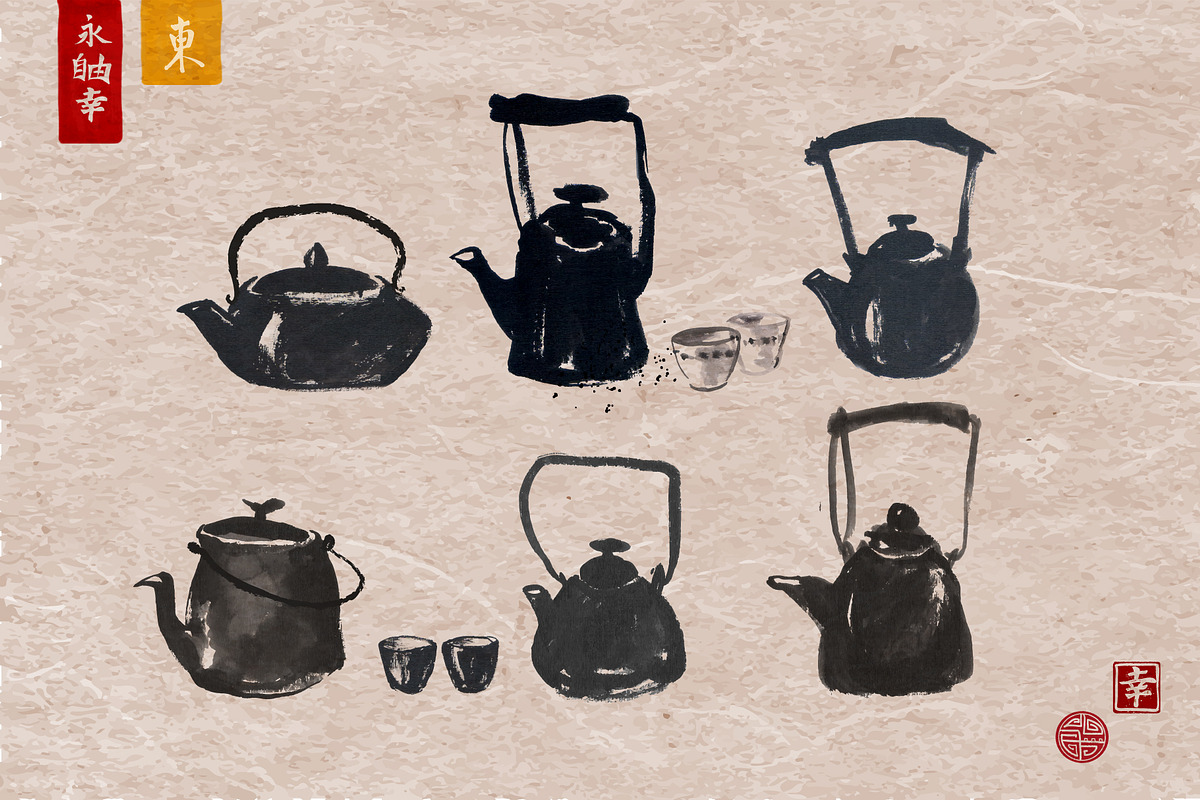 Sumi-e ink painting. Tea ceremony., a Food Illustration by Elina_Li (Photo 2 of 17)