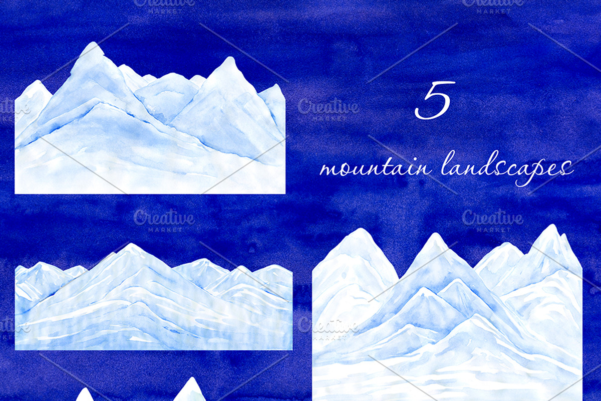 Snowing Watercolor clipart, an Illustration by AqwaColor (Photo 2 of 6)