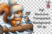 Christmas Squirrel Clipart PNG, a Graphic by Clipart Bloom (Thumbnail 2 of 2)