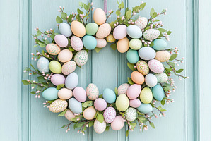 Colorful Easter egg wreath enhances, a Holiday Photo by Lermont51