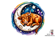 10 Sleeping Baby Cow PNG Clipart, an Illustration by Clipart Bloom (Thumbnail 2 of 11)