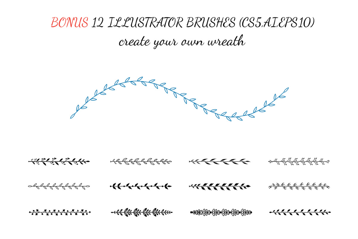 100 vector wreaths and brushes, a Graphic by ComelyPics Shop (Photo 10 of 11)