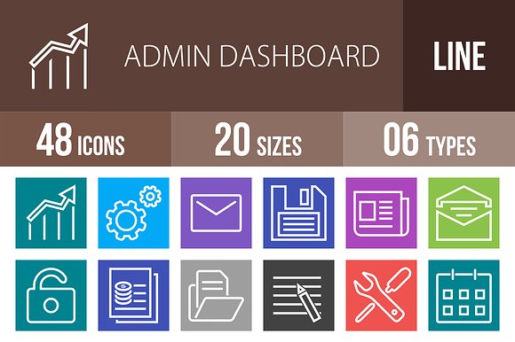 48 Admin Dashboard Multicolor Icons