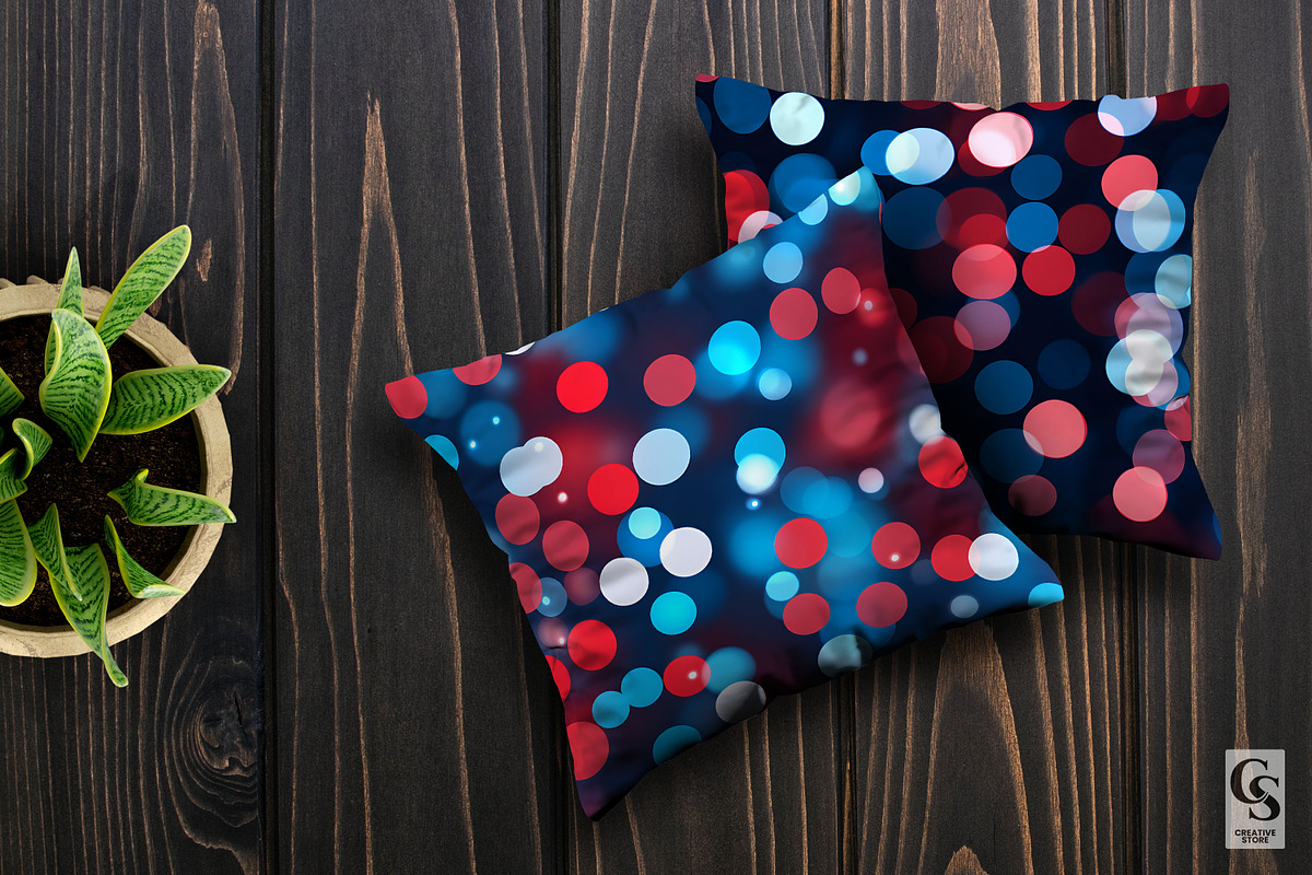 Red and Blue Bokeh Seamless Patterns, a Pattern Graphic by Creative Store (Photo 3 of 5)